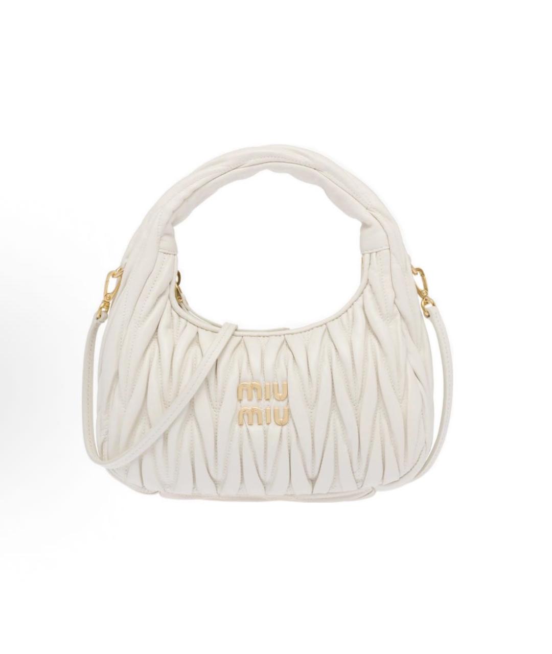 MIU MIU Бежевая кожаная сумка через плечо, фото 6