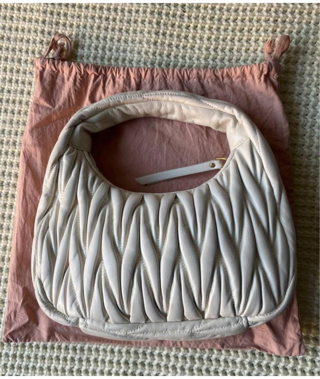 MIU MIU Бежевая кожаная сумка через плечо, фото 5