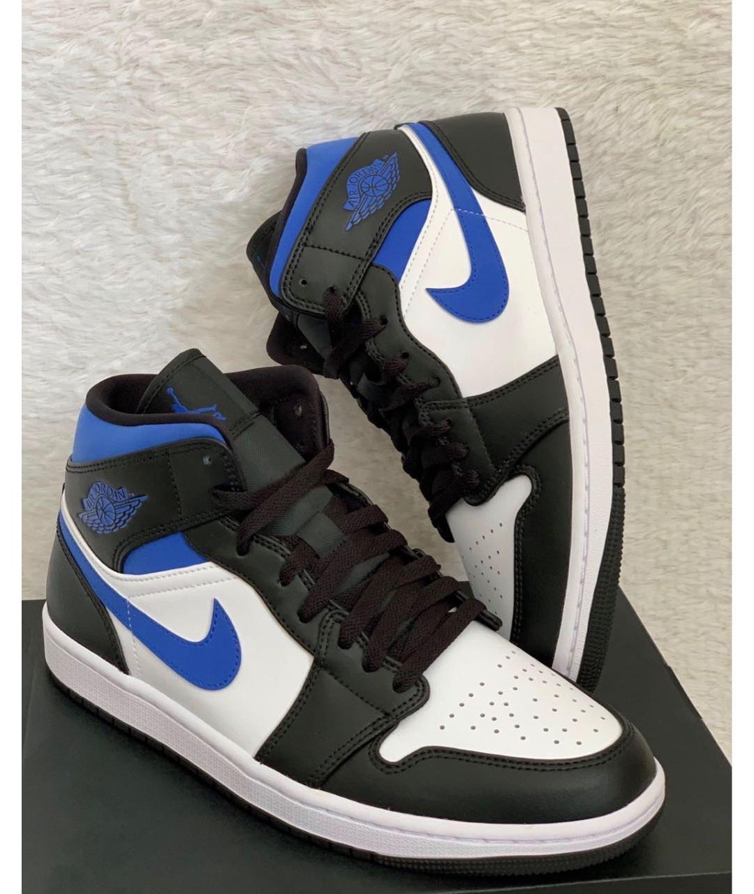 JORDAN Черные кожаные высокие кроссовки / кеды, фото 2