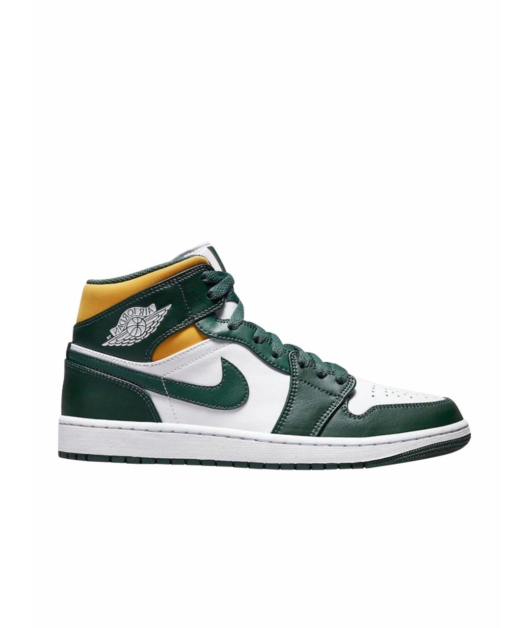 JORDAN Зеленые кожаные высокие кроссовки / кеды, фото 1