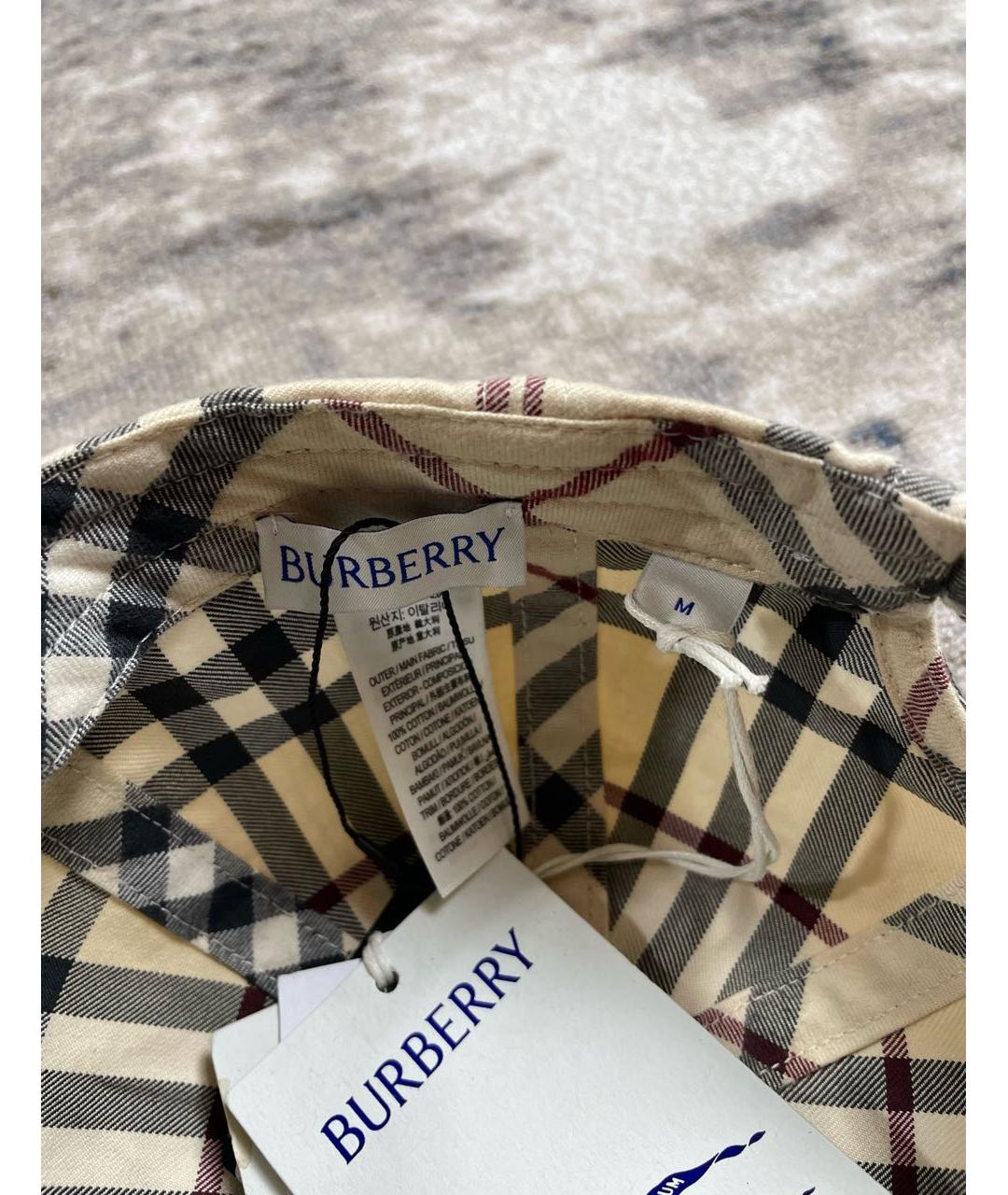 BURBERRY Бежевая хлопковая кепка, фото 5