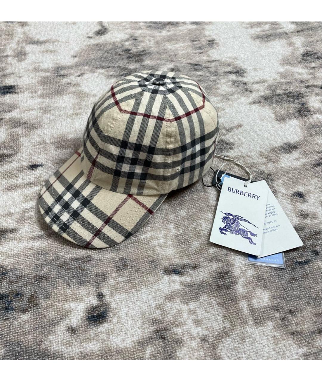 BURBERRY Бежевая хлопковая кепка, фото 3