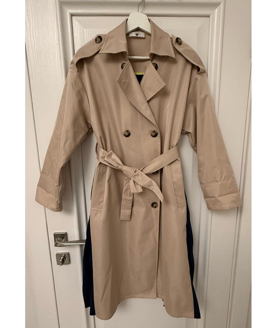 TWIN-SET Бежевый полиэстеровый тренч/плащ, фото 5