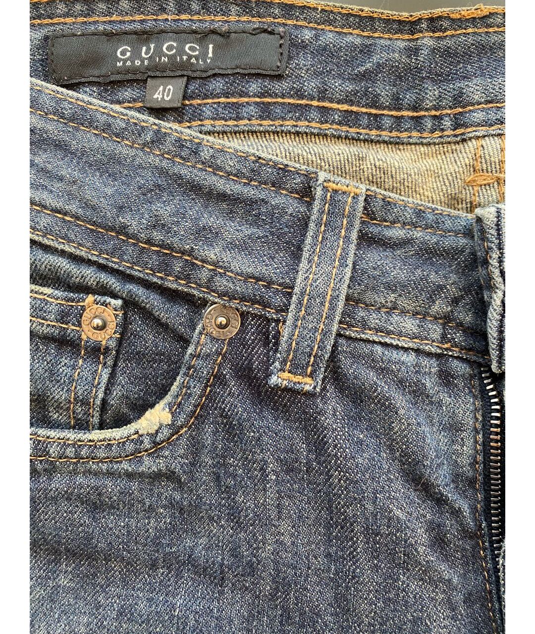 GUCCI Синие хлопковые джинсы слим, фото 3
