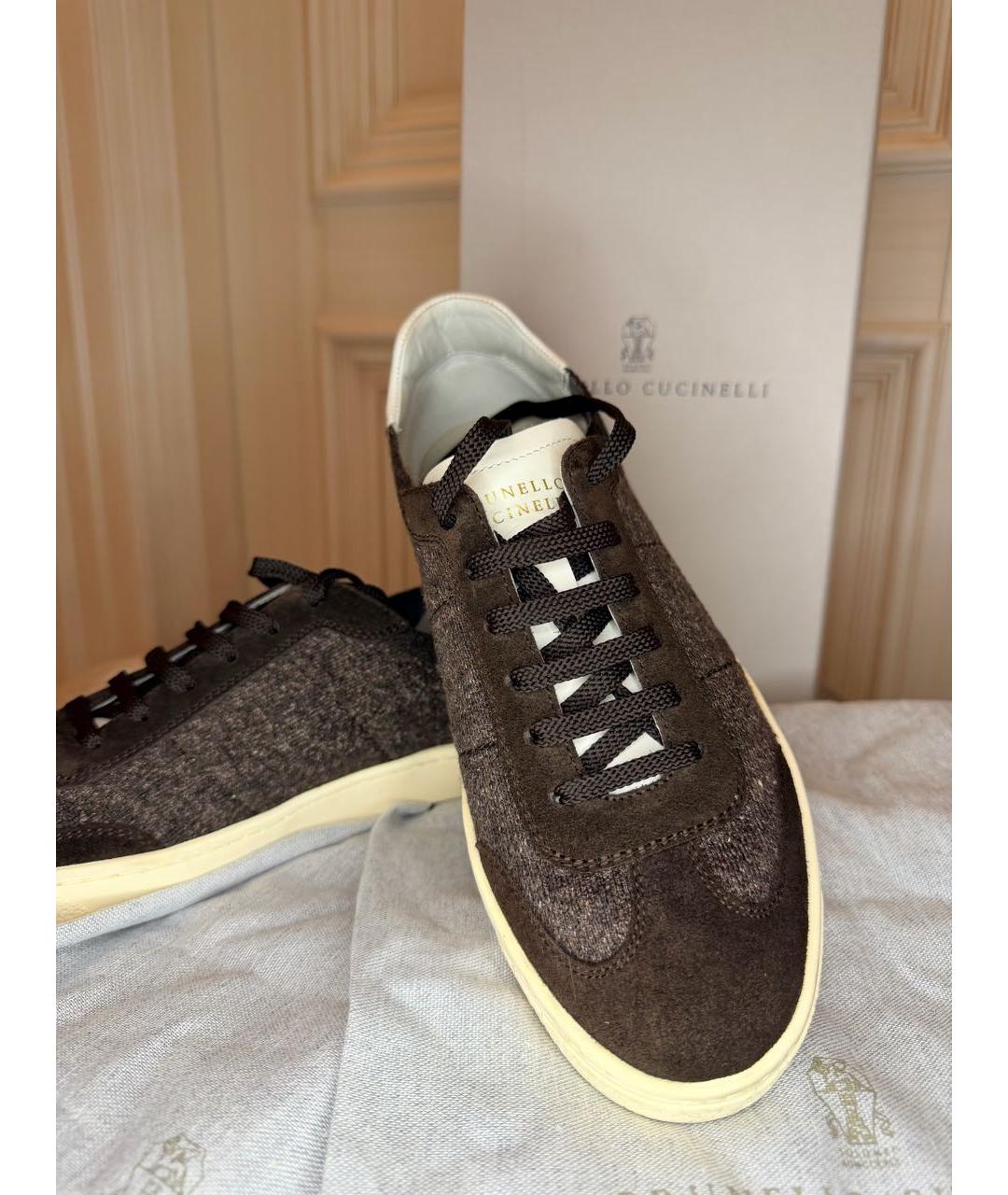 BRUNELLO CUCINELLI Коричневые замшевые низкие кроссовки / кеды, фото 2