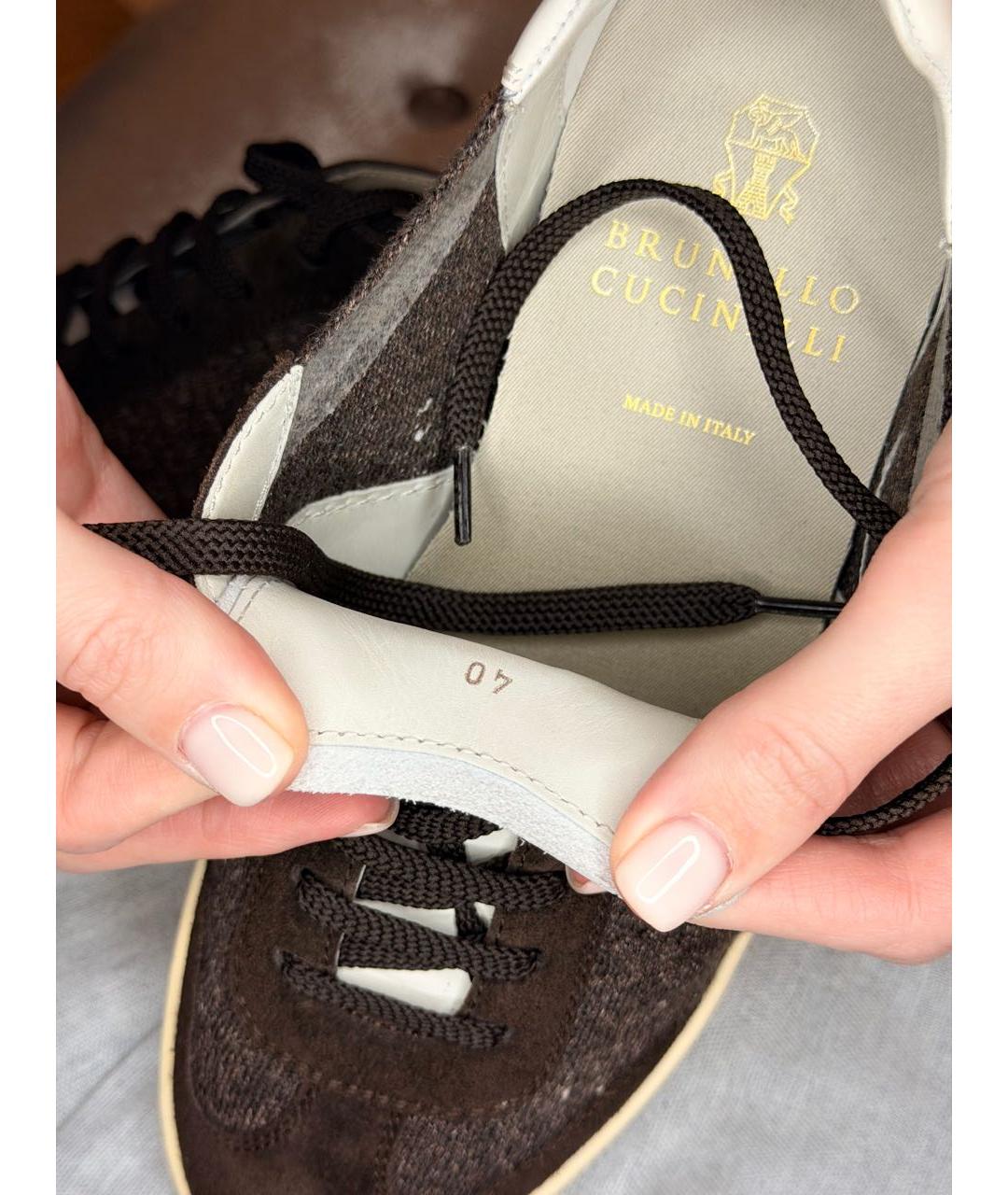 BRUNELLO CUCINELLI Коричневые замшевые низкие кроссовки / кеды, фото 6