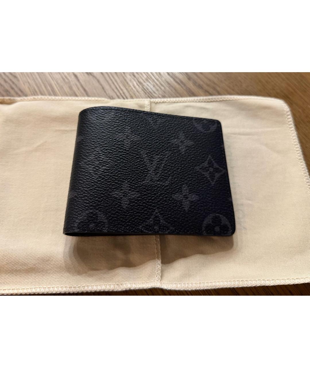 LOUIS VUITTON Черный кожаный кошелек, фото 5