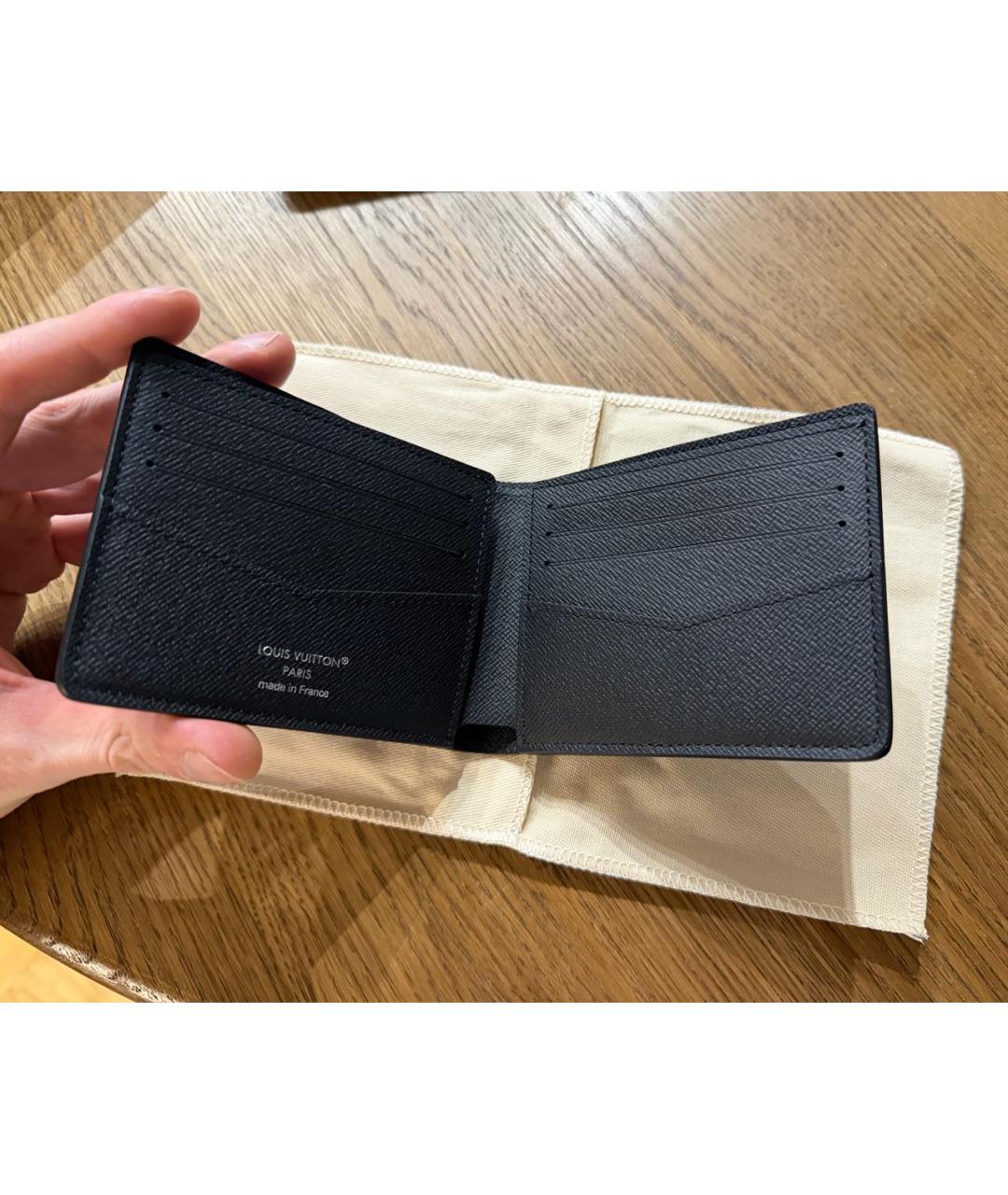 LOUIS VUITTON Черный кожаный кошелек, фото 3