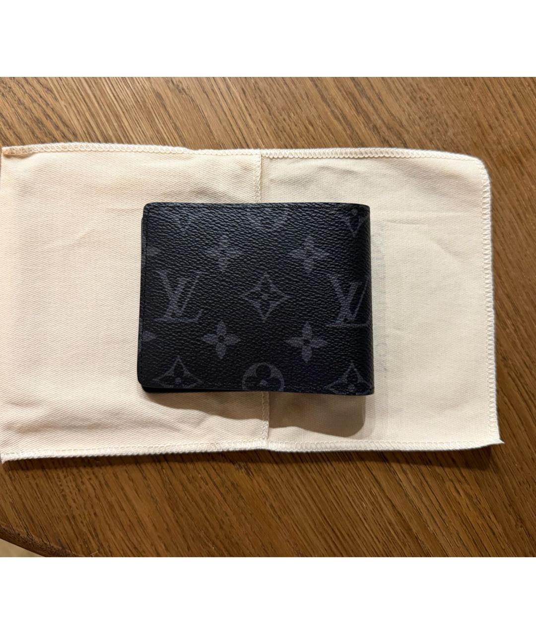 LOUIS VUITTON Черный кожаный кошелек, фото 2