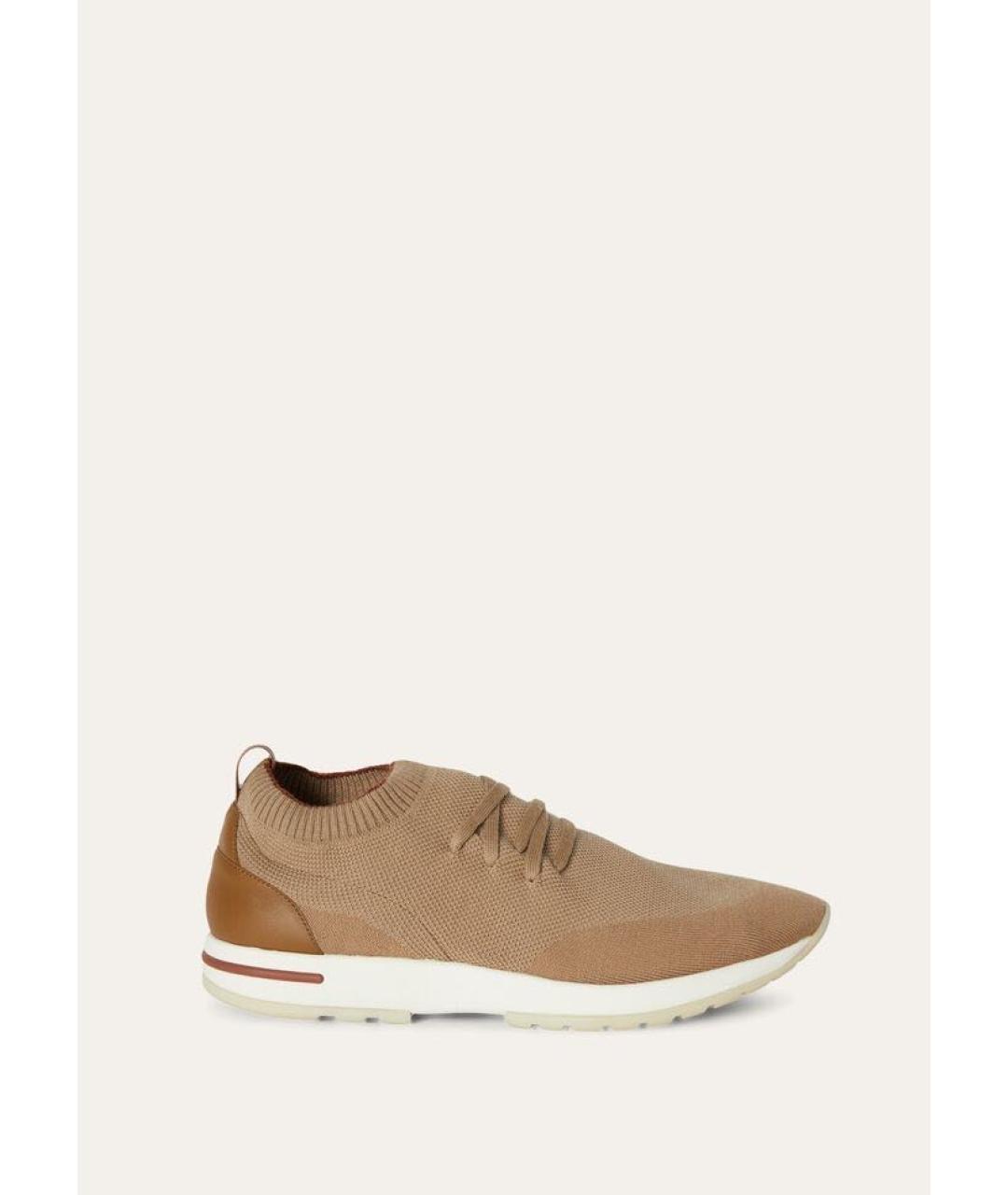 LORO PIANA Коричневые текстильные низкие кроссовки / кеды, фото 5