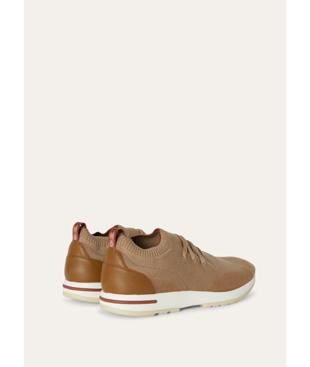 LORO PIANA Коричневые текстильные низкие кроссовки / кеды, фото 4