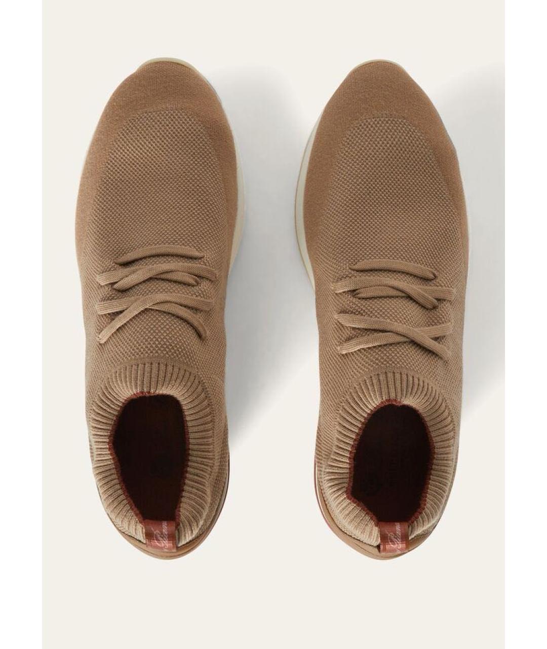 LORO PIANA Коричневые текстильные низкие кроссовки / кеды, фото 3