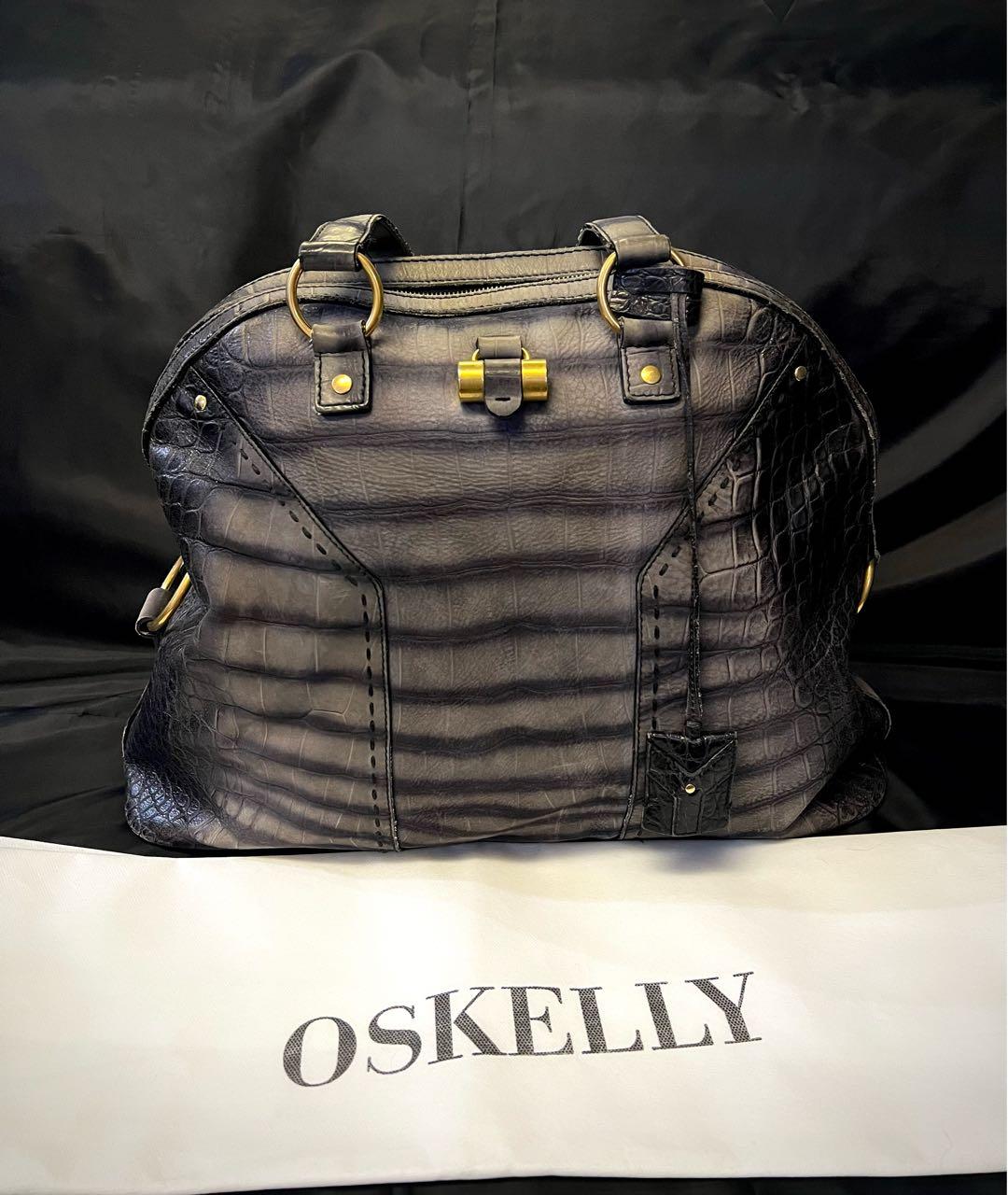 SAINT LAURENT Серая кожаная сумка с короткими ручками, фото 9