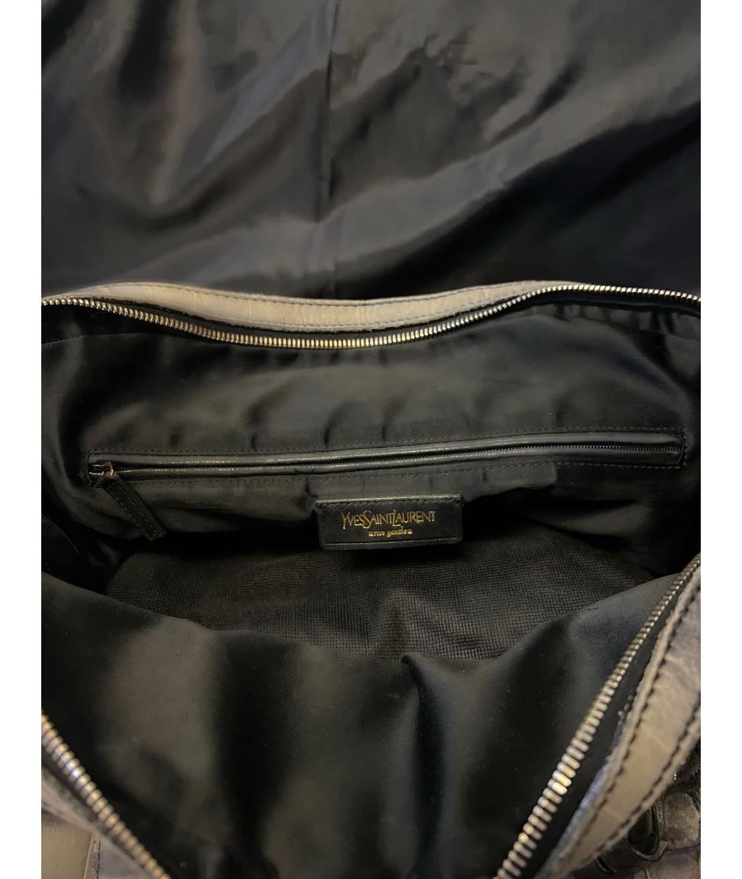SAINT LAURENT Серая кожаная сумка с короткими ручками, фото 8