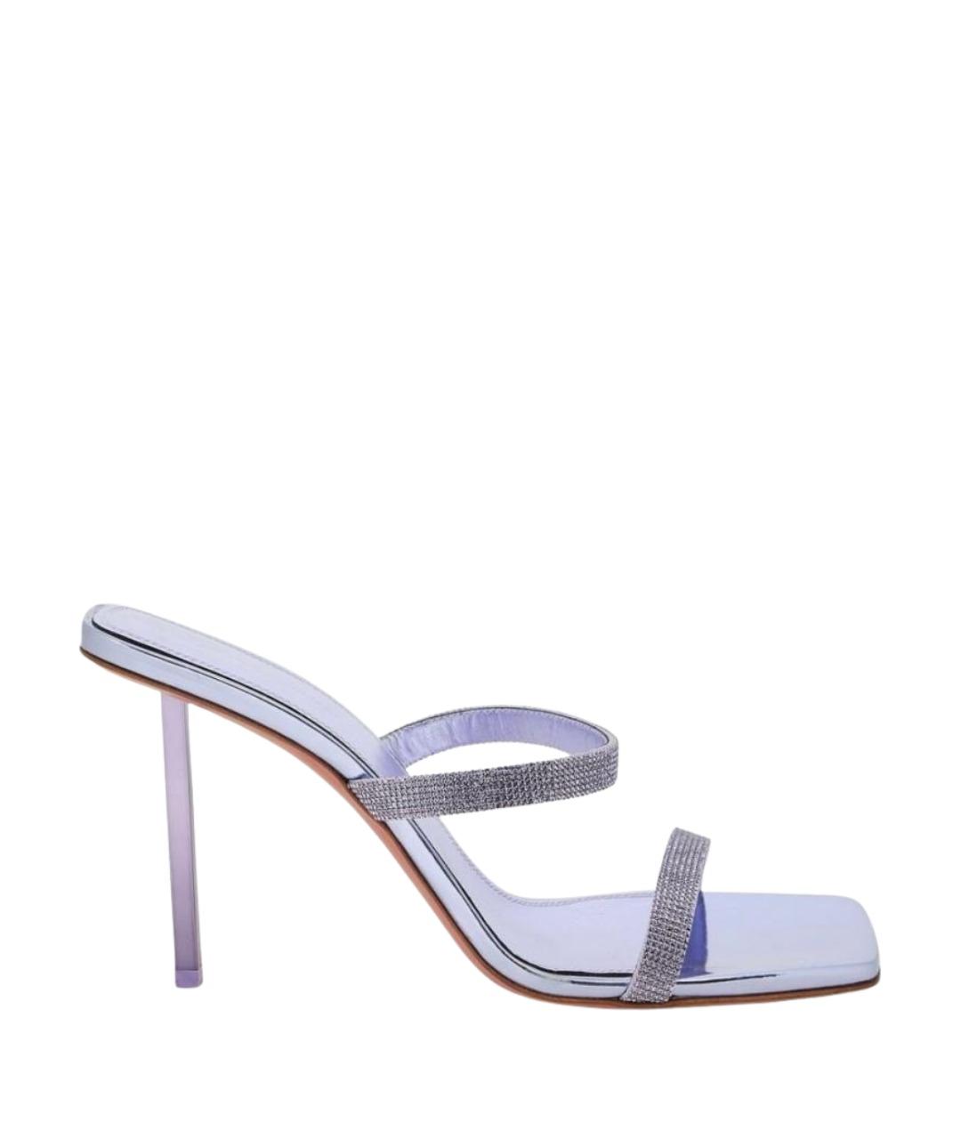 Amina Muaddi Фиолетовые кожаные мюли, фото 1