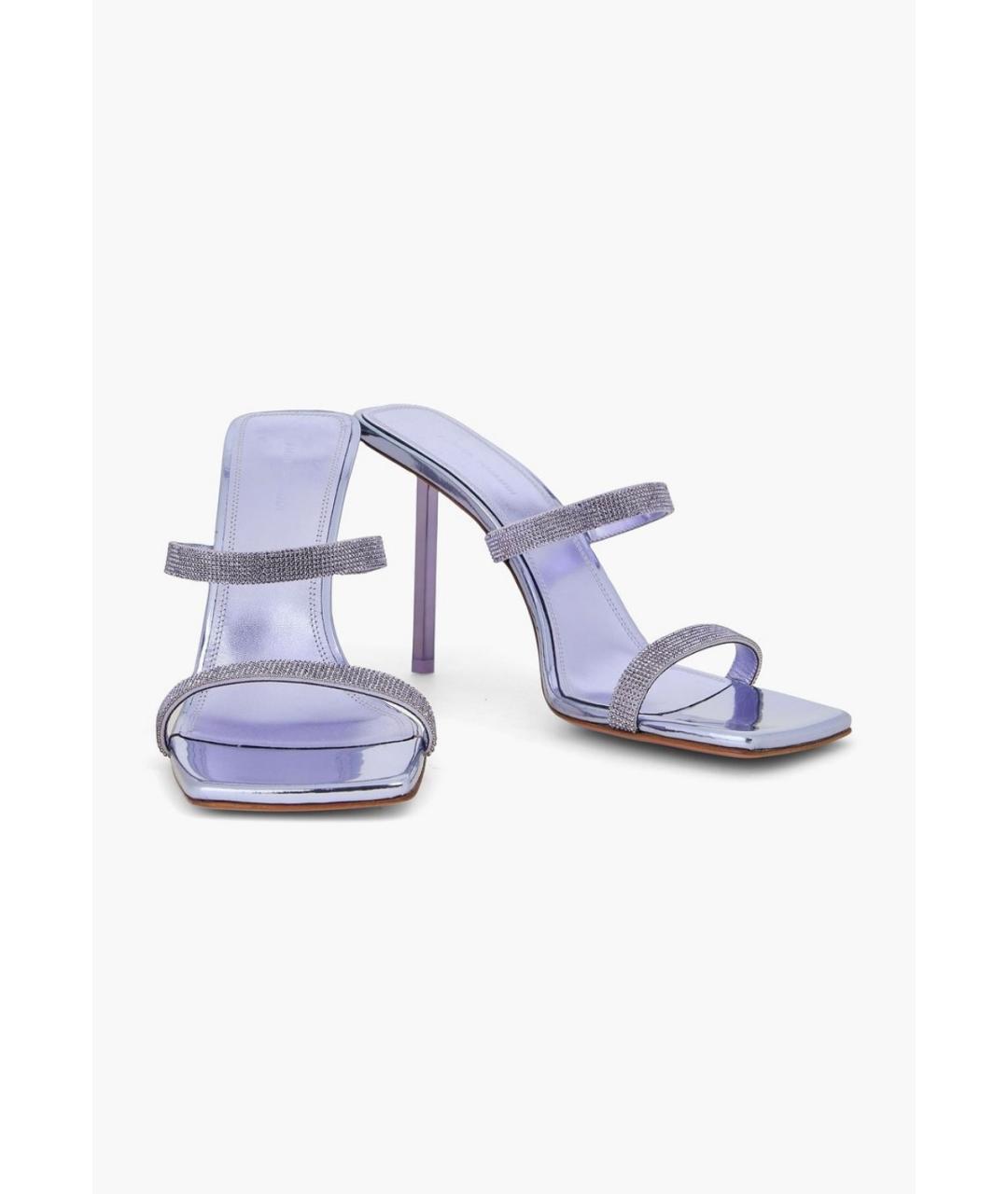 Amina Muaddi Фиолетовые кожаные мюли, фото 2