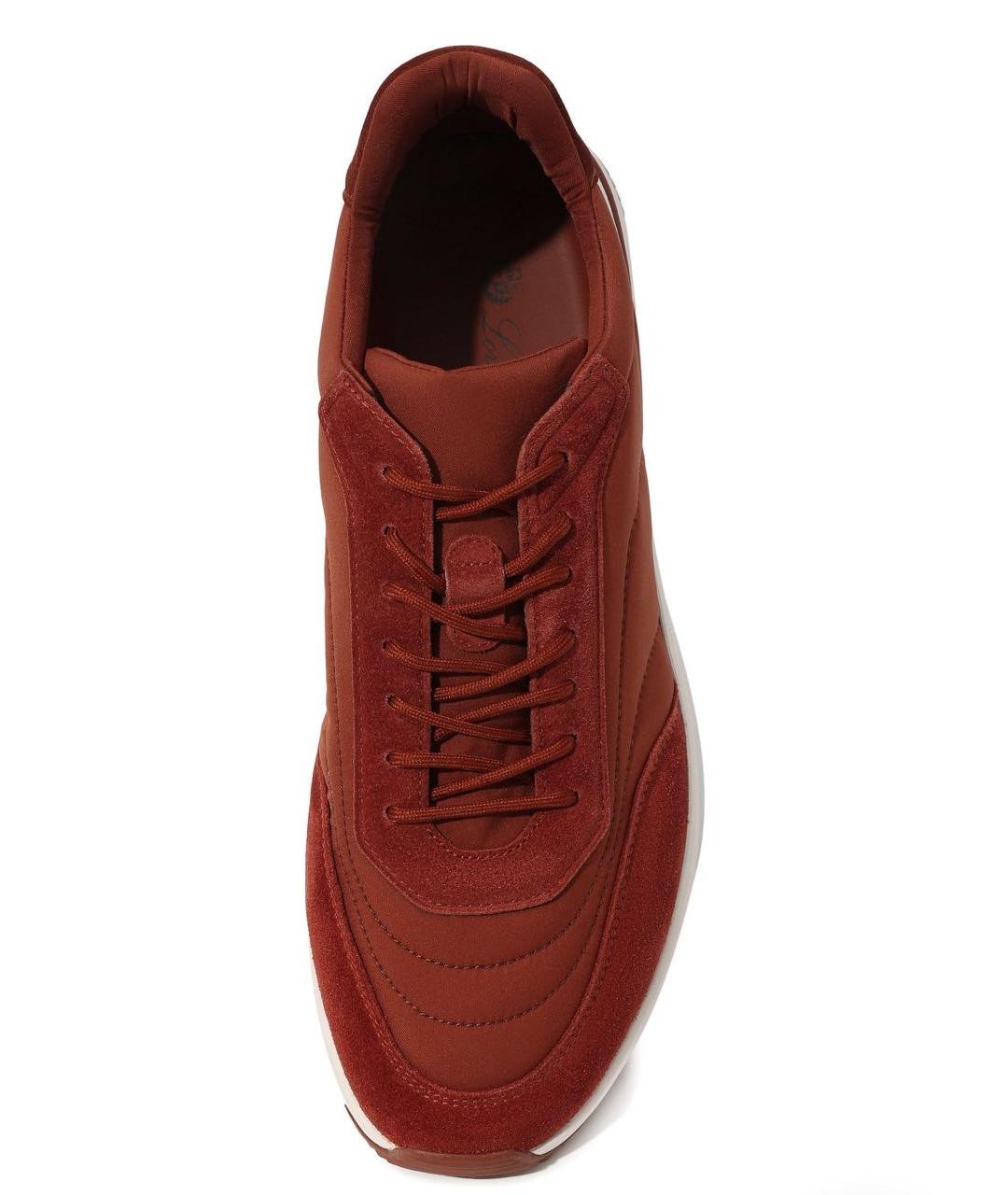LORO PIANA Бордовые низкие кроссовки / кеды, фото 3