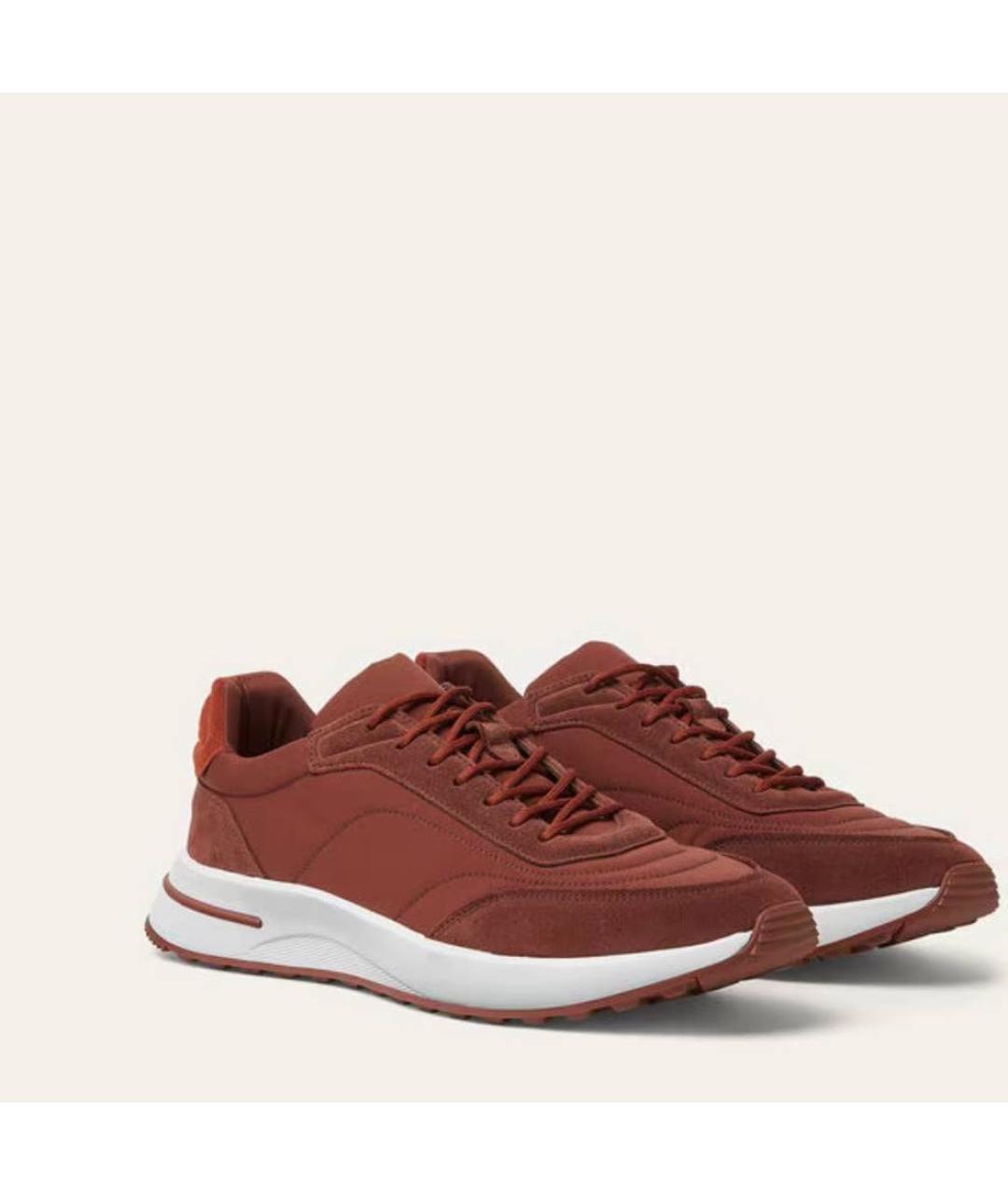 LORO PIANA Бордовые низкие кроссовки / кеды, фото 2