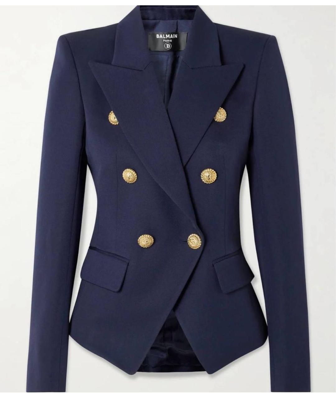BALMAIN Темно-синий шерстяной жакет/пиджак, фото 4