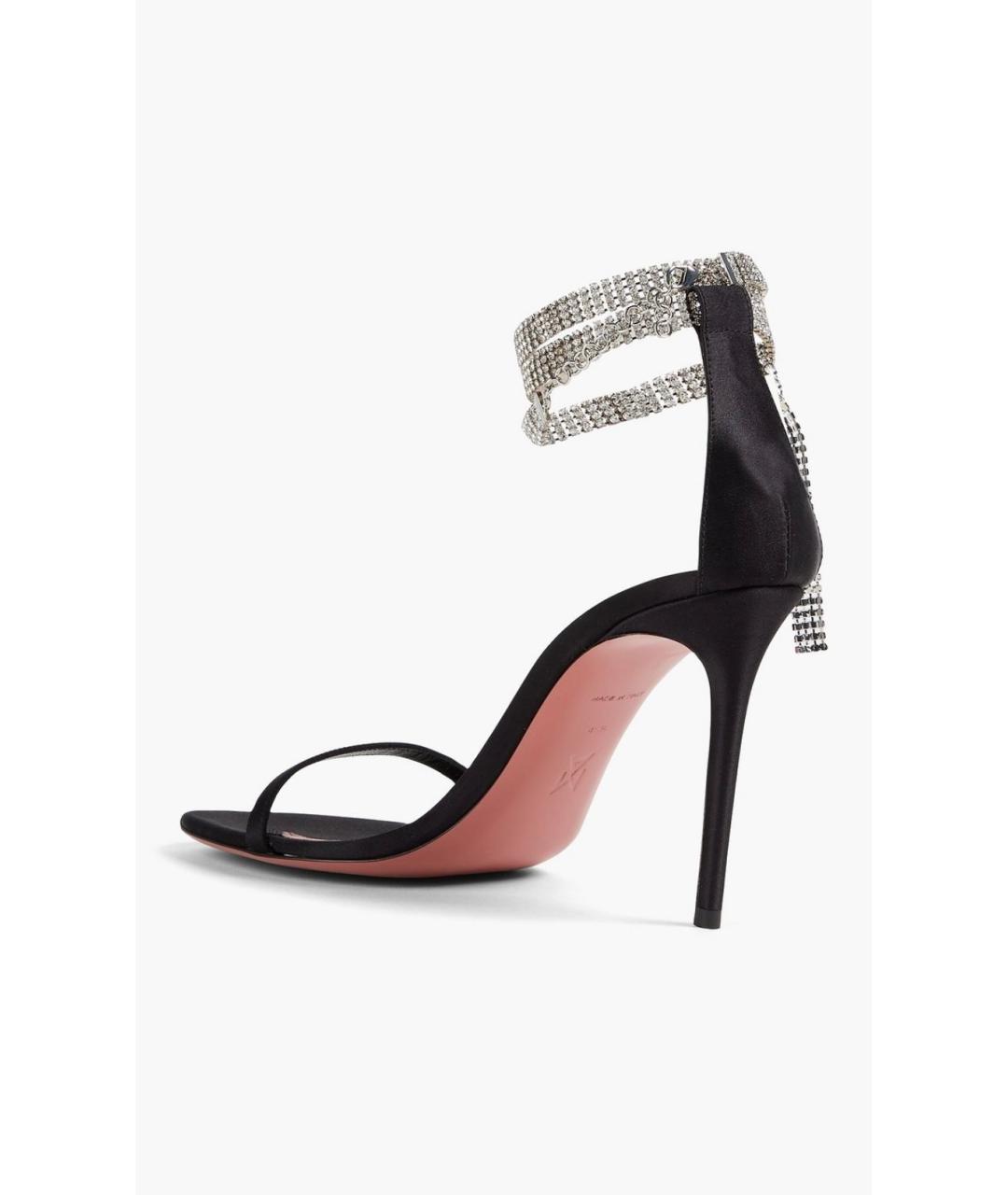Amina Muaddi Черные текстильные босоножки, фото 3