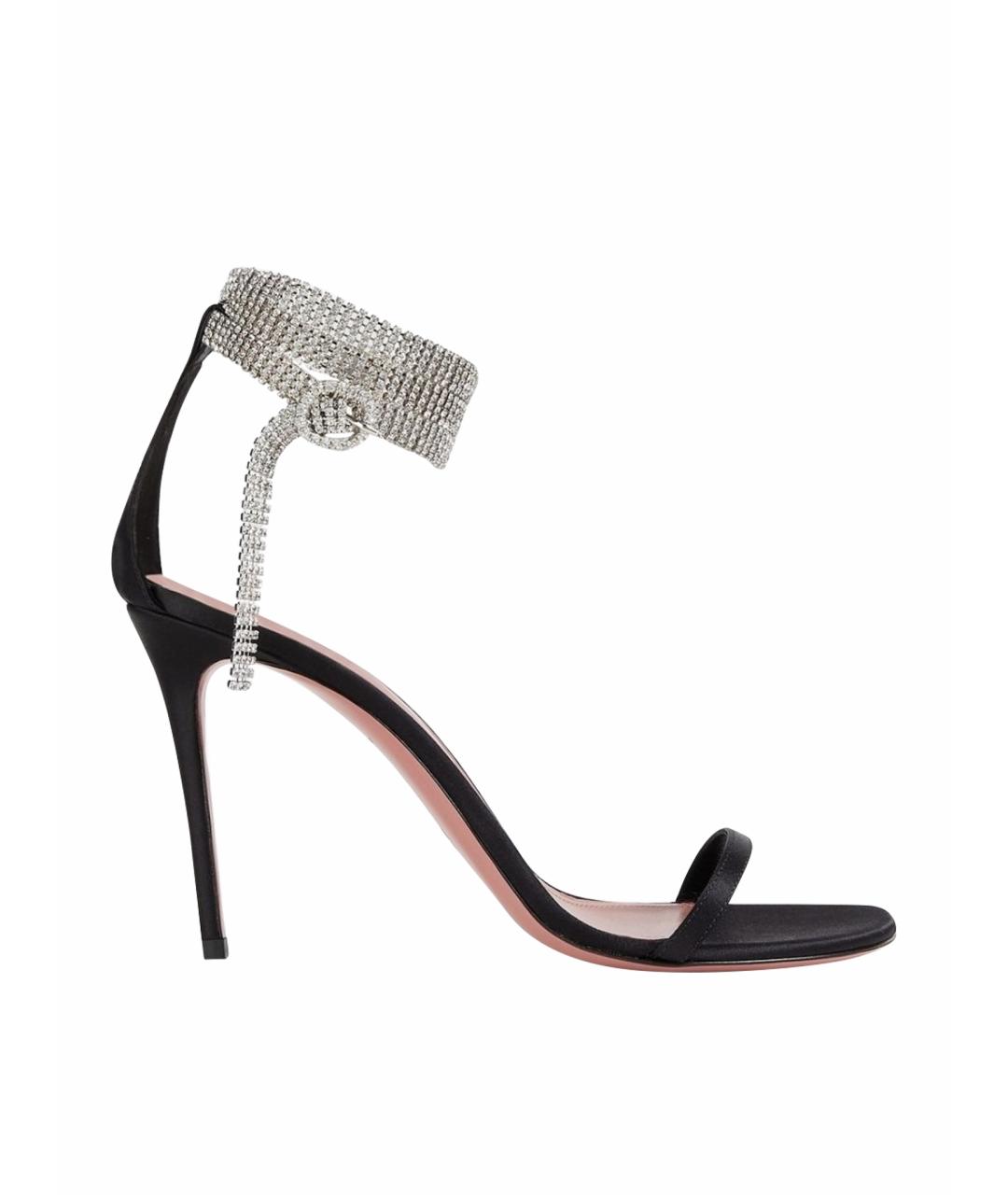 Amina Muaddi Черные текстильные босоножки, фото 1