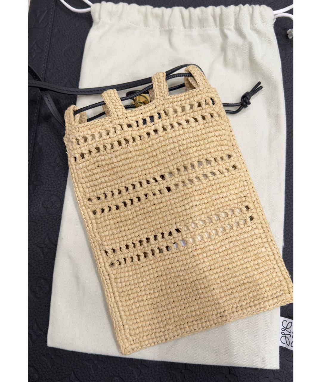 LOEWE Бежевая пелетеная сумка через плечо, фото 3