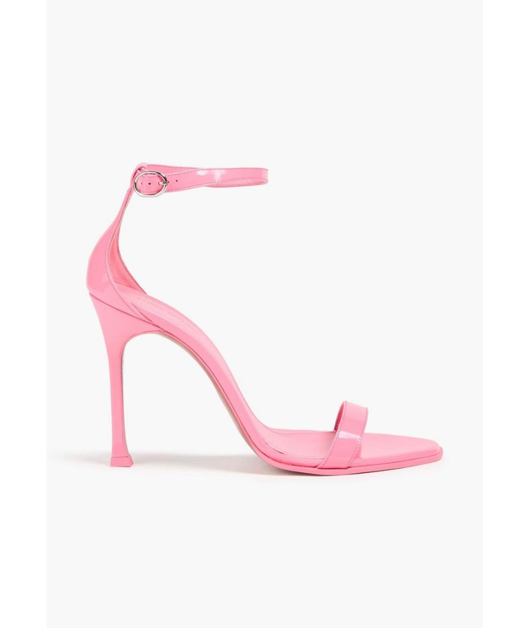 Amina Muaddi Розовые босоножки из лакированной кожи, фото 5