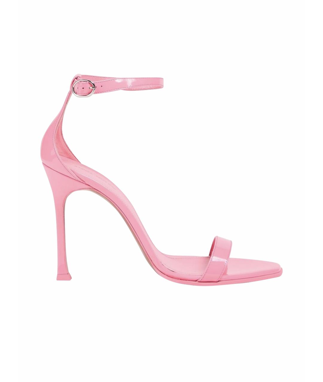 Amina Muaddi Розовые босоножки из лакированной кожи, фото 1