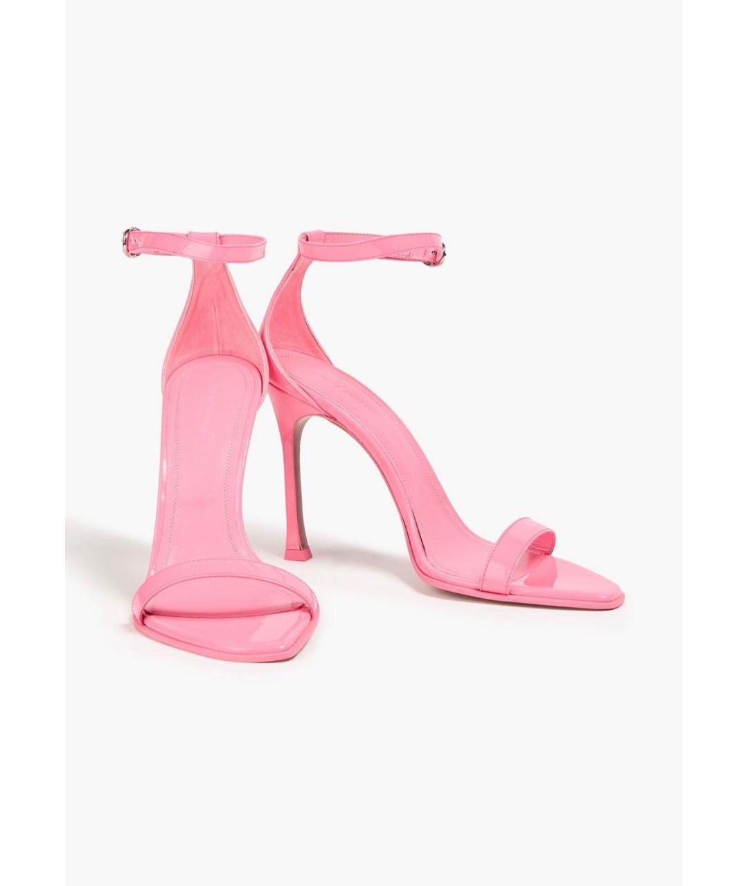 Amina Muaddi Розовые босоножки из лакированной кожи, фото 2
