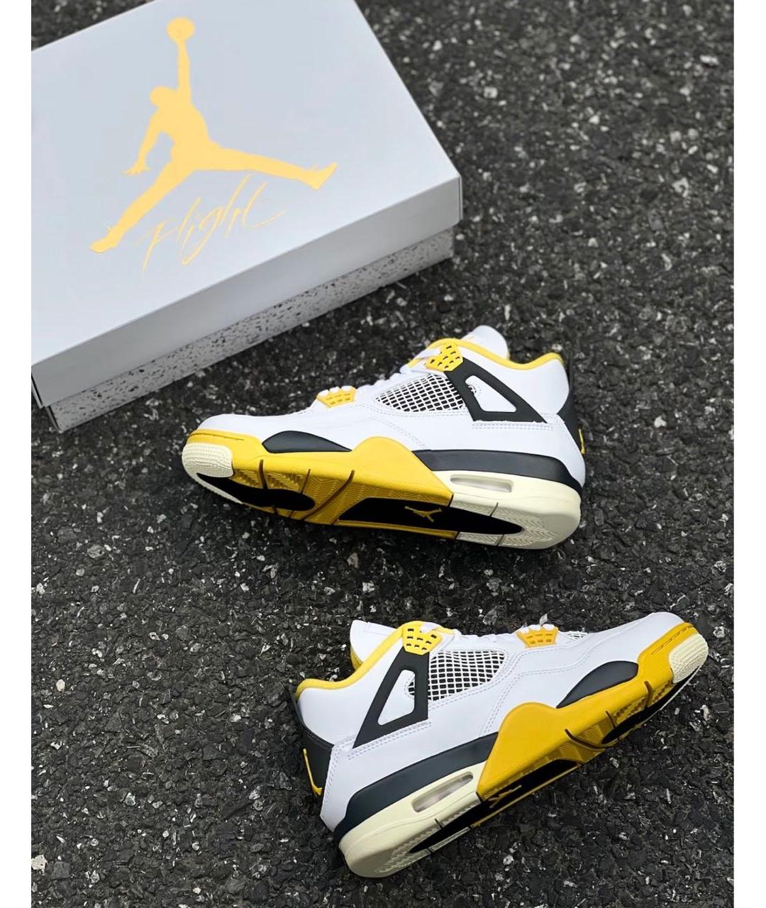 JORDAN Желтые кожаные высокие кроссовки / кеды, фото 2