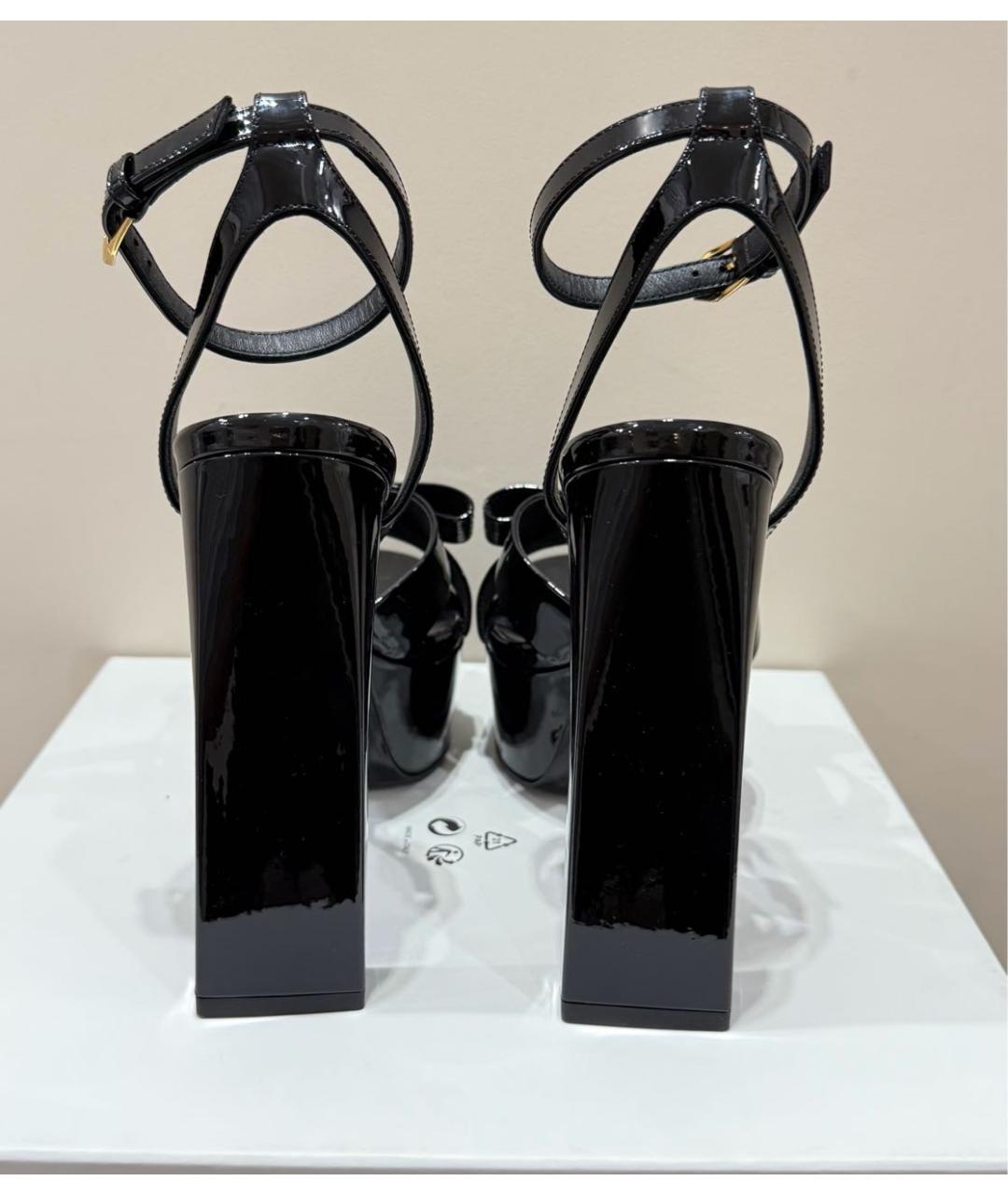 VERSACE Черные босоножки из лакированной кожи, фото 4