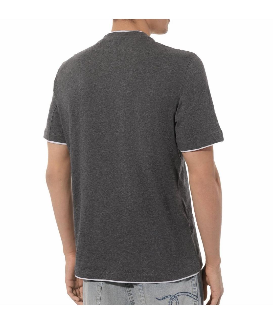 BRIONI Антрацитовая хлопковая футболка, фото 4