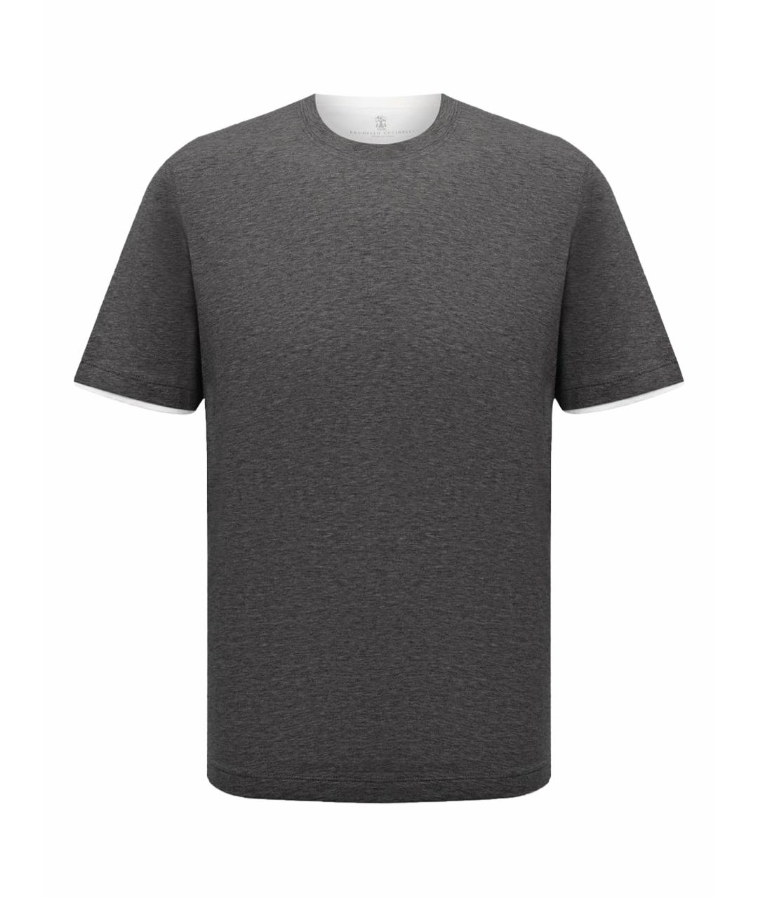 BRIONI Антрацитовая хлопковая футболка, фото 1