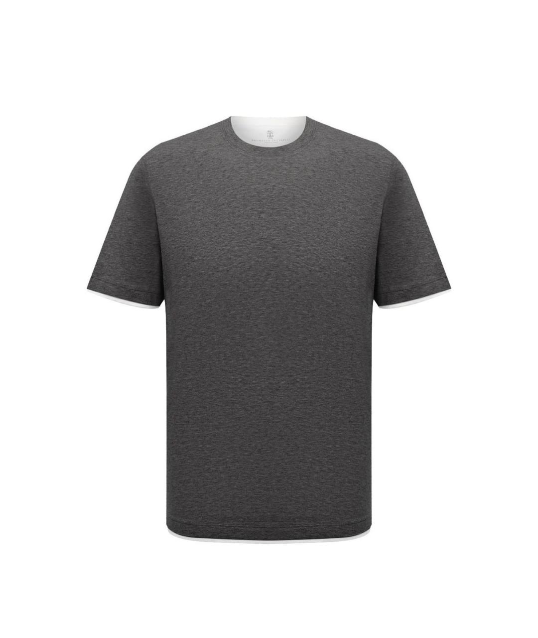 BRIONI Антрацитовая хлопковая футболка, фото 3