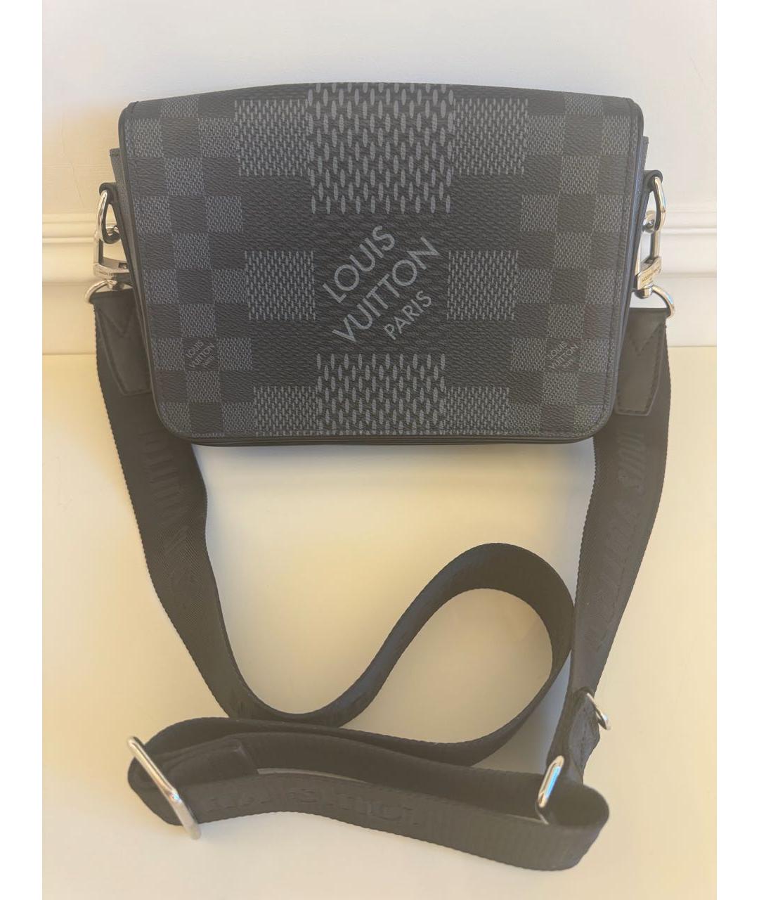 LOUIS VUITTON Антрацитовая кожаная сумка на плечо, фото 2