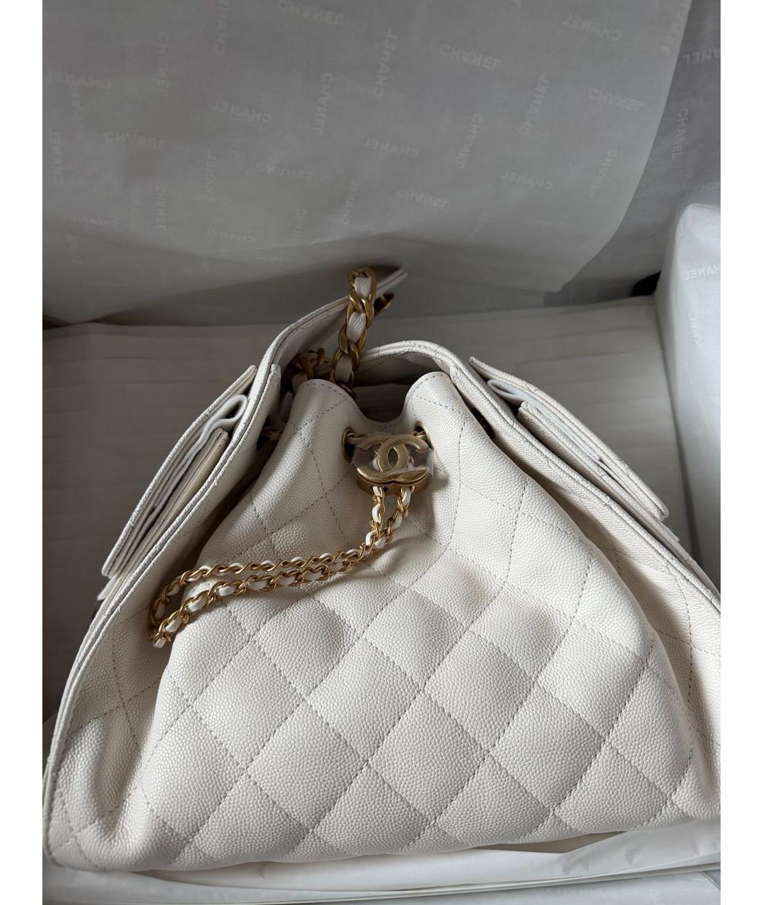 CHANEL Белая кожаная сумка на плечо, фото 3