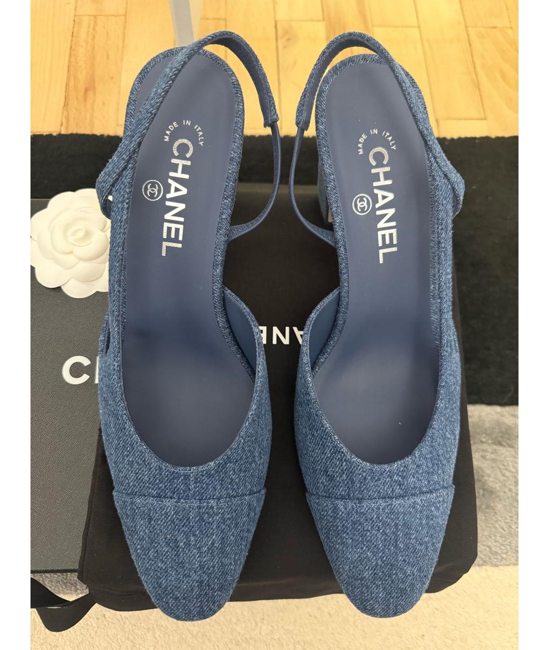 CHANEL Синие текстильные туфли, фото 3