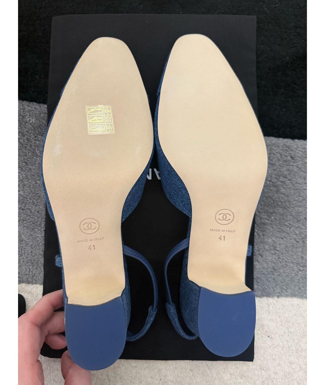 CHANEL Синие текстильные туфли, фото 4