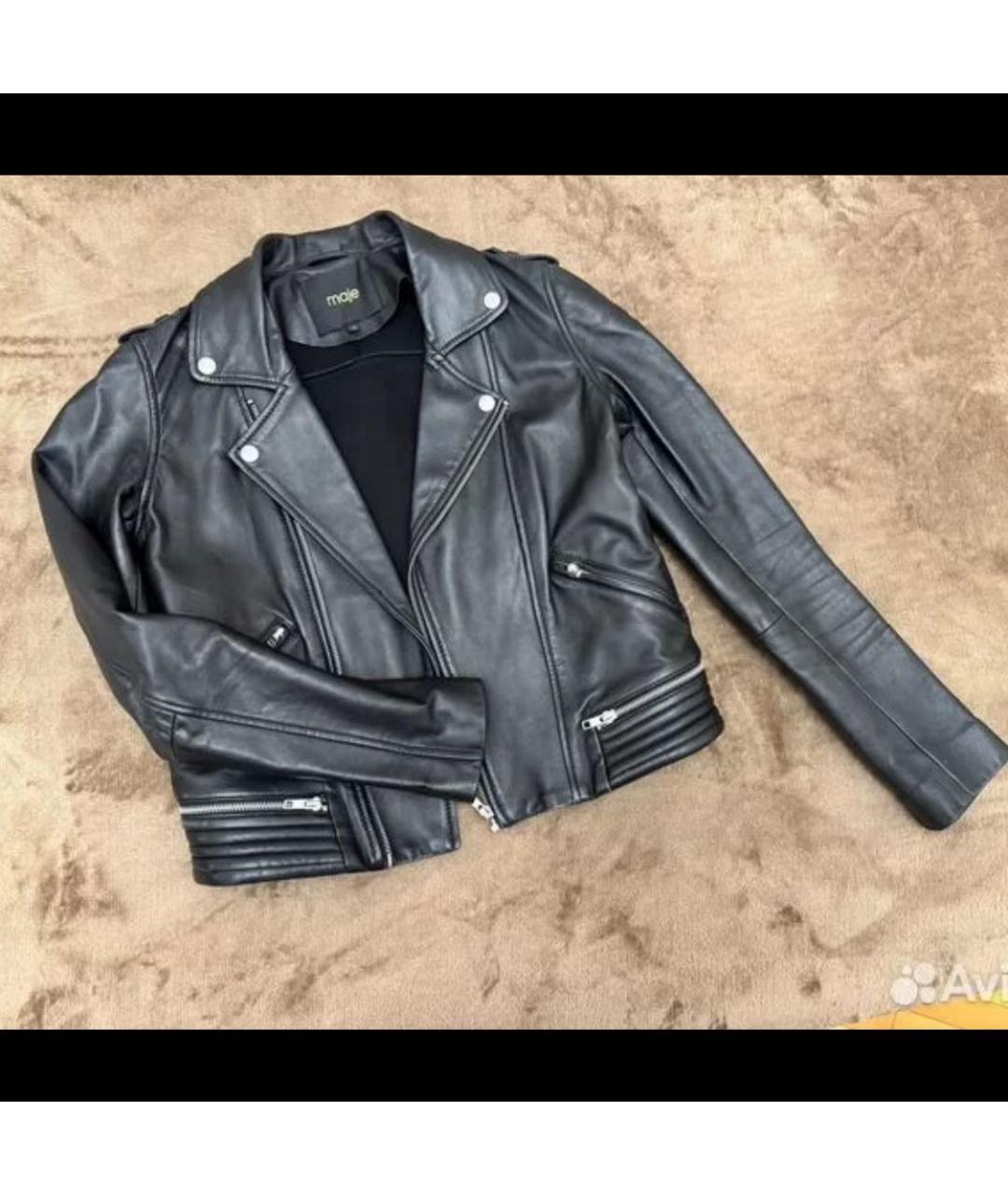 MAJE Черная кожаная куртка, фото 5