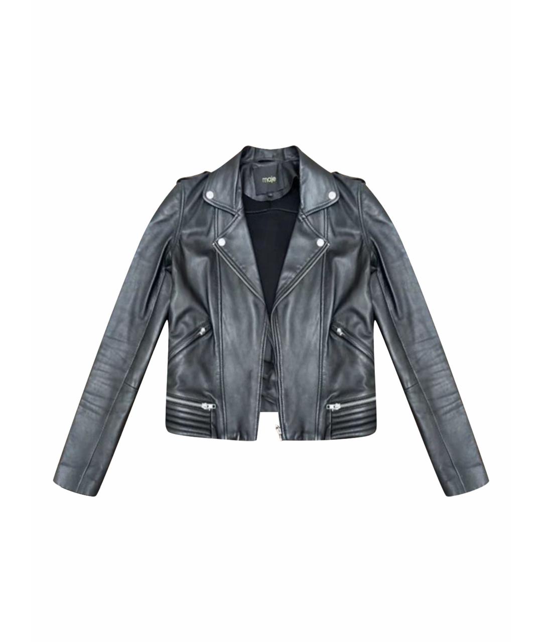 MAJE Черная кожаная куртка, фото 1