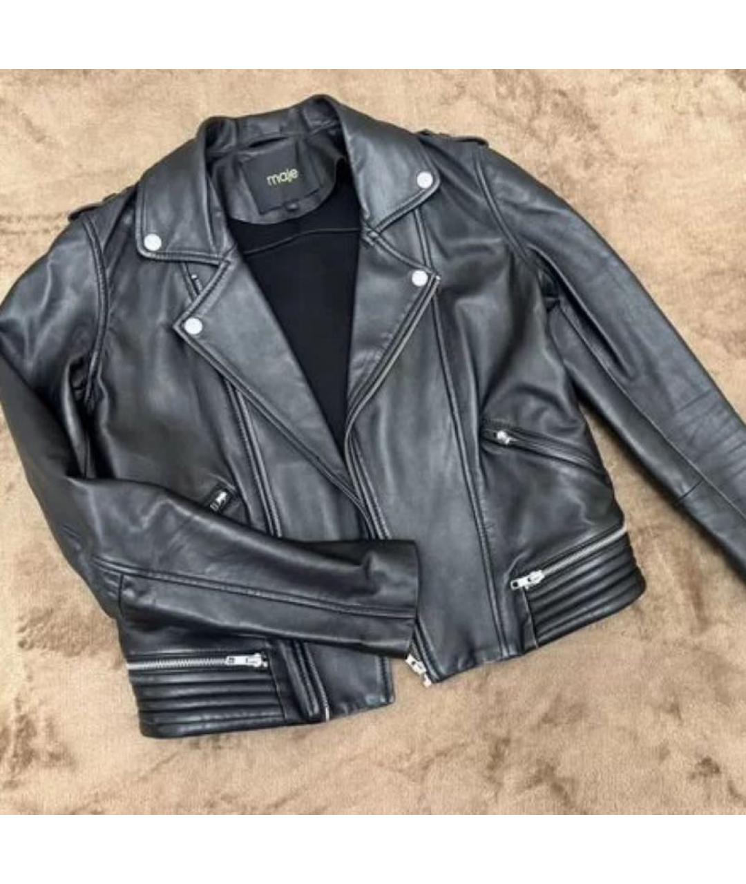 MAJE Черная кожаная куртка, фото 4