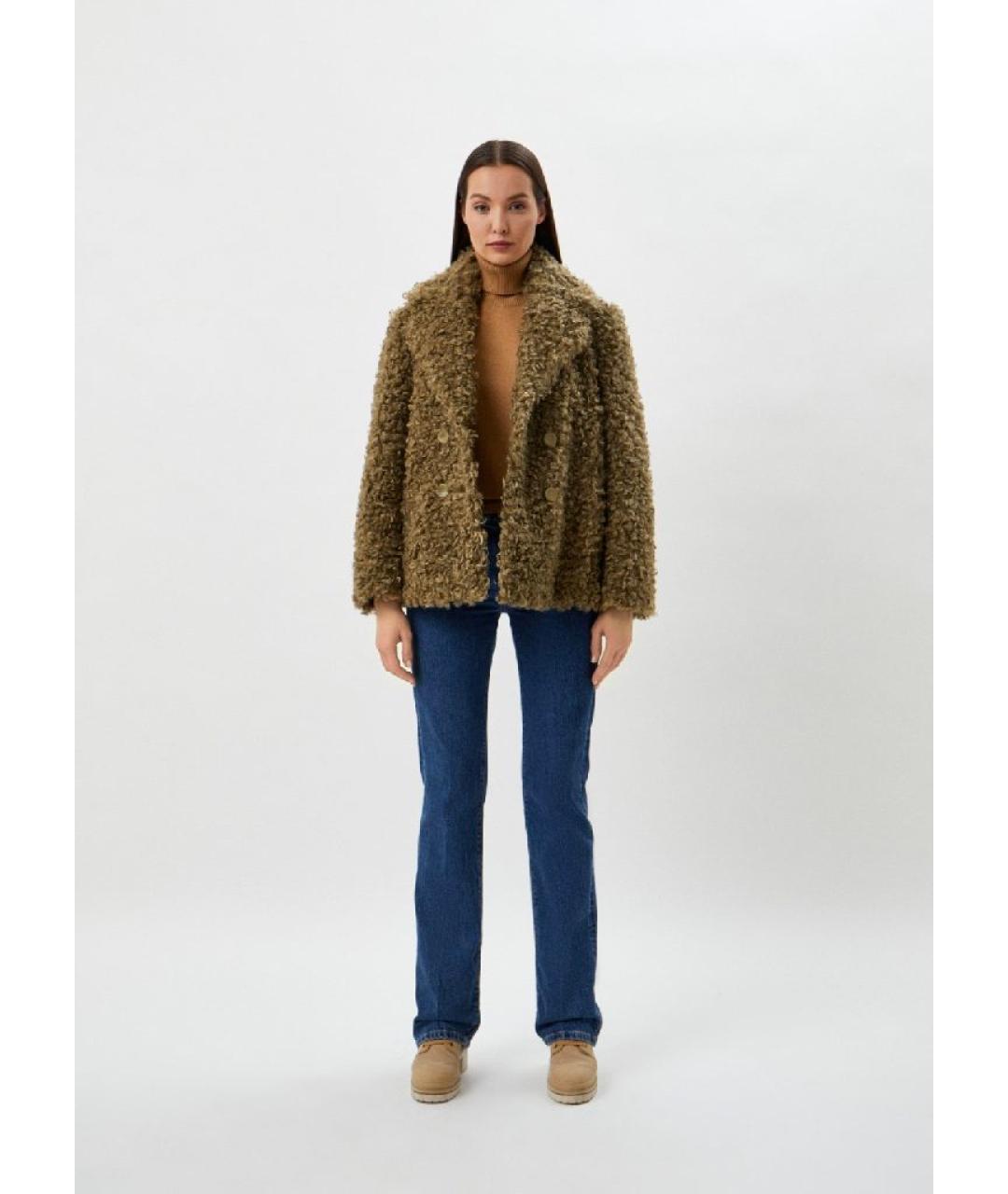 PATRIZIA PEPE Хаки полиэстеровая шуба, фото 9