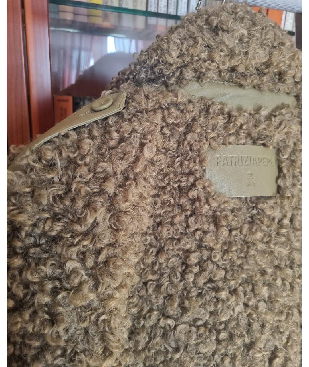 PATRIZIA PEPE Хаки полиэстеровая шуба, фото 4