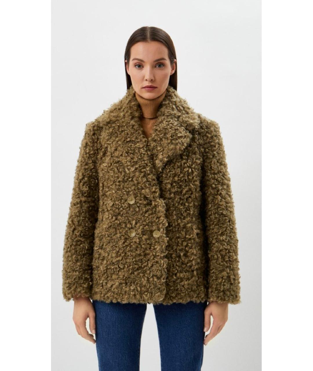 PATRIZIA PEPE Хаки полиэстеровая шуба, фото 8