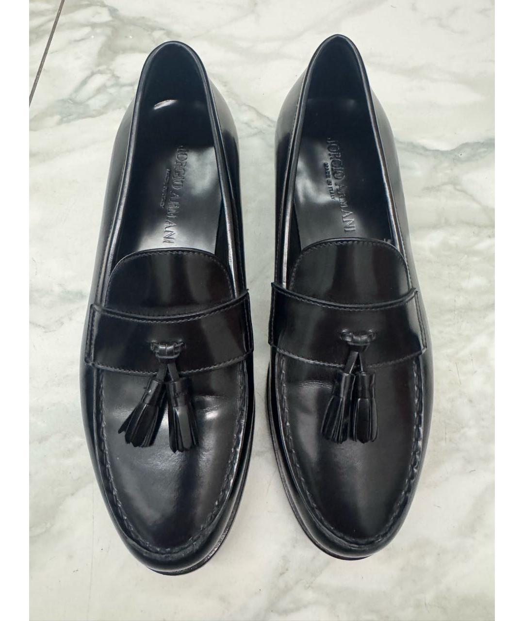GIORGIO ARMANI Черные кожаные лоферы, фото 2