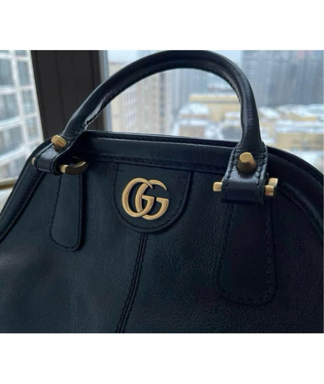 GUCCI Черная кожаная сумка тоут, фото 5