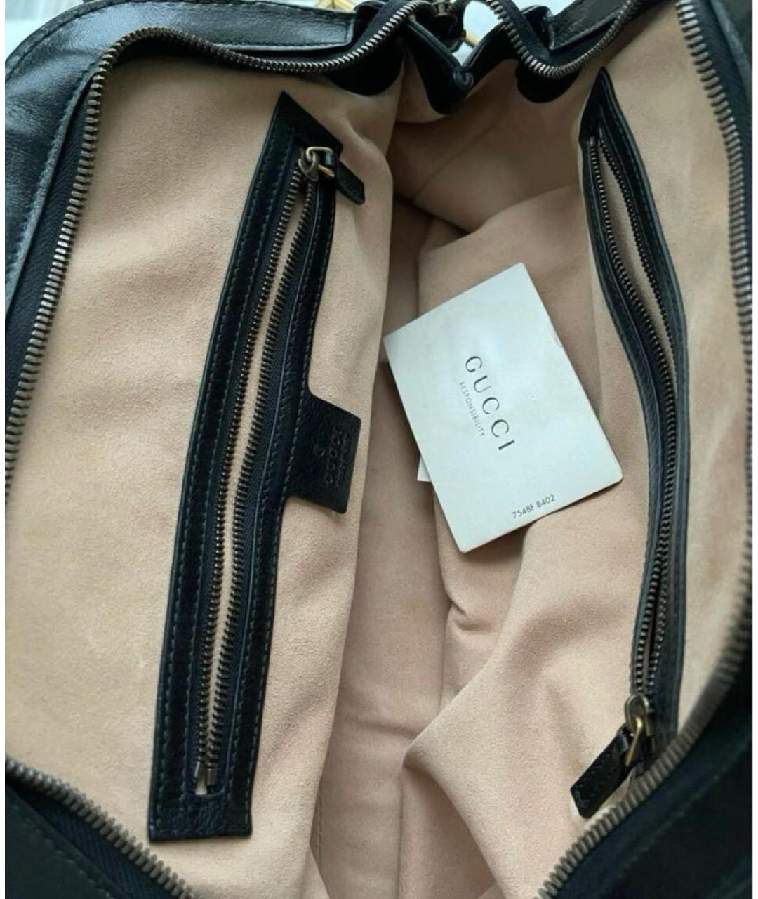 GUCCI Черная кожаная сумка тоут, фото 4