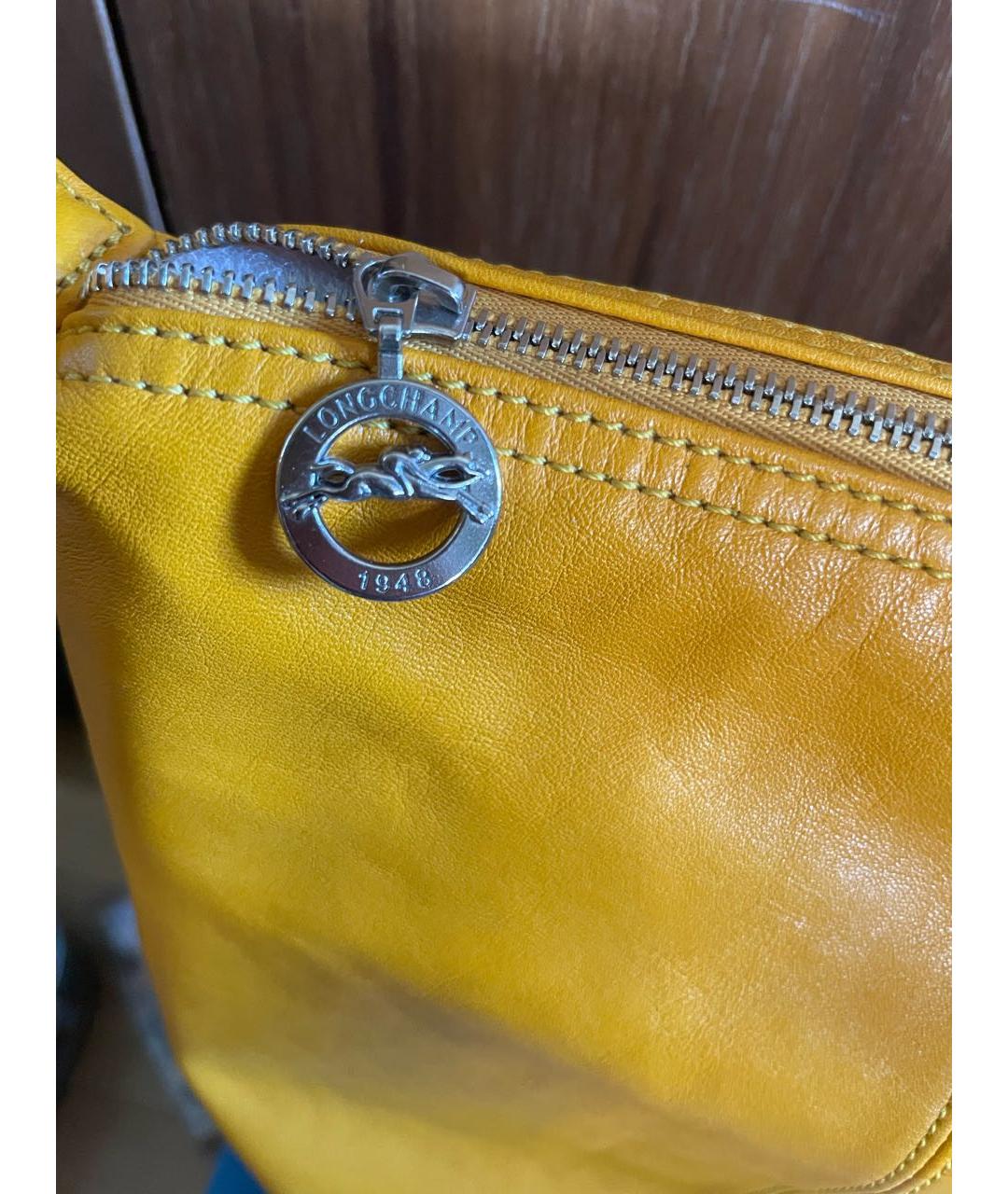 LONGCHAMP Горчичная кожаная сумка тоут, фото 8