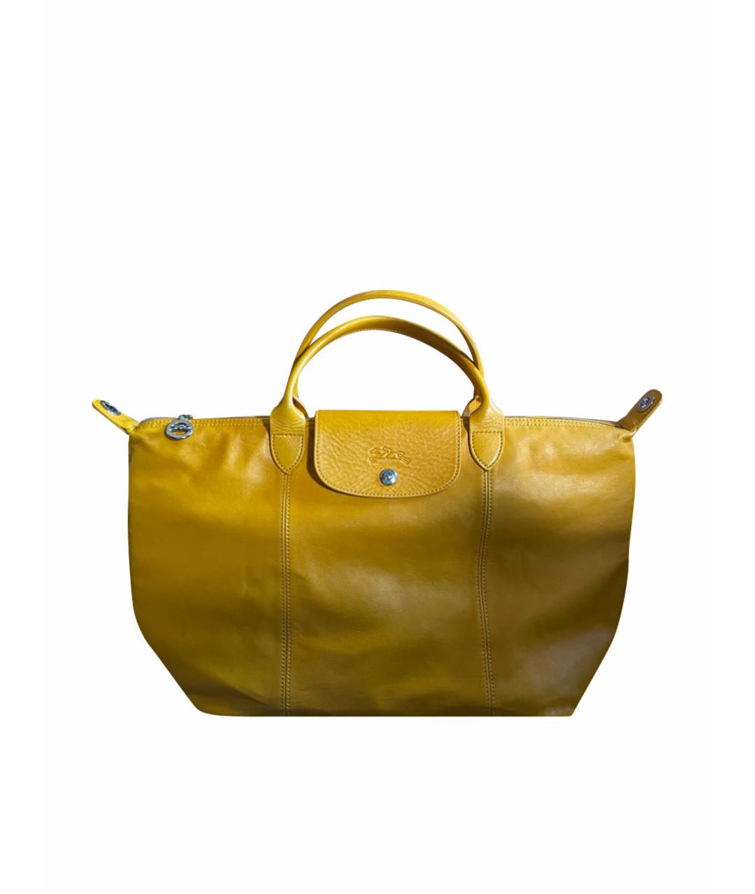 LONGCHAMP Горчичная кожаная сумка тоут, фото 1