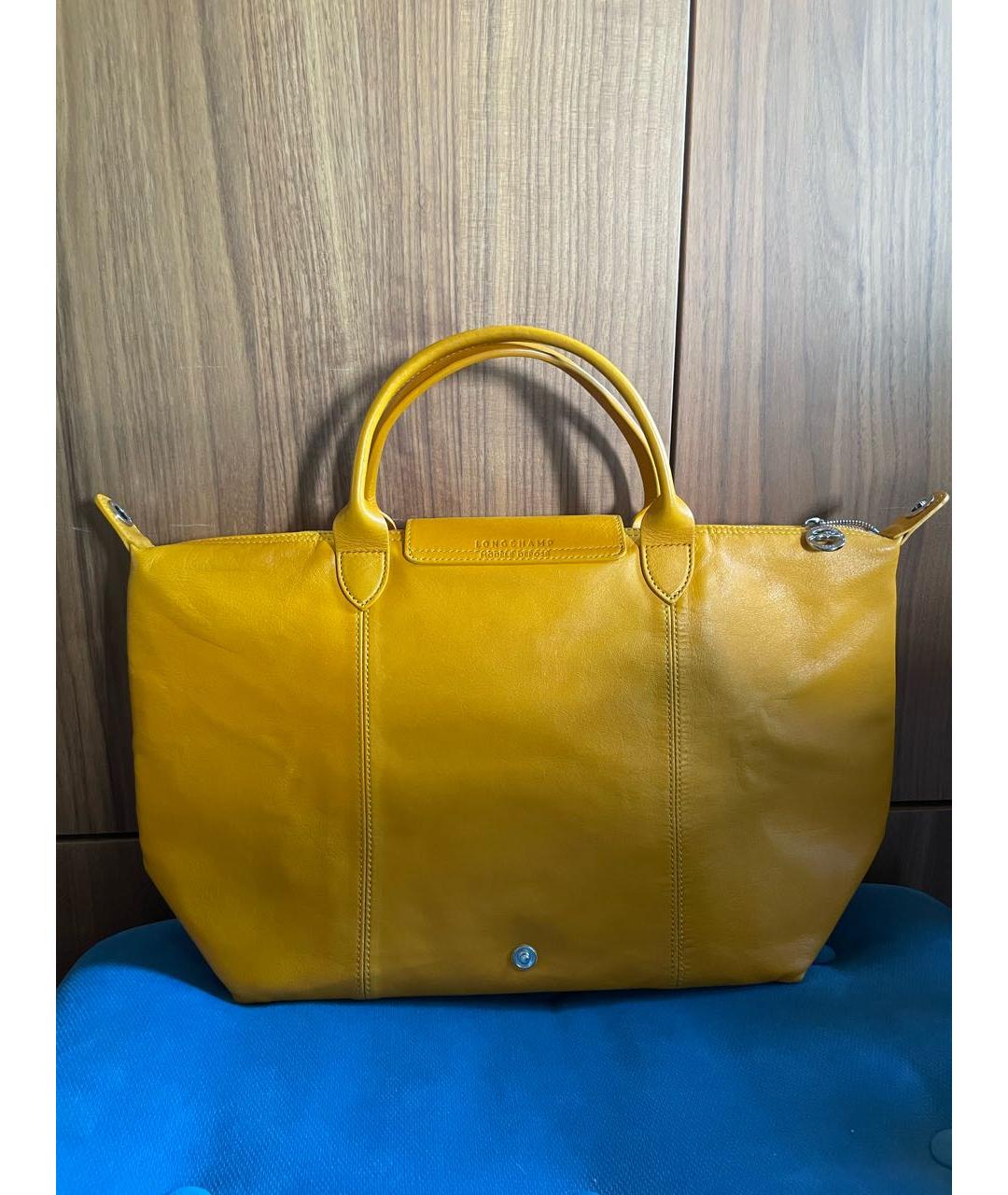 LONGCHAMP Горчичная кожаная сумка тоут, фото 3